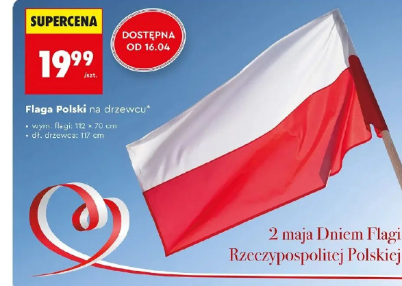 Flaga Polski na drzewcu