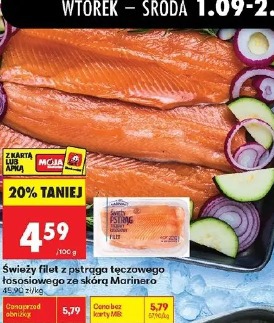 Świeży filet z pstrąga tęczowego łososiowego ze skórą Marinero