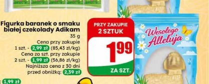 Figurka baranek o smaku białej czekolady Adikam