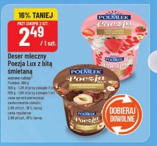 Deser mleczny Poezja Lux z bitą śmietaną Polmlek