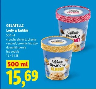 Gelatelli Lody w kubku crunchy almond, cheeky caramel, brownie lub duo dough&brownie lub cookie