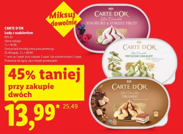 Carte D'Or lody z nadzieniem