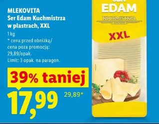 MLEKOVITA Ser Edam Kuchmistrza w plastrach, XXL