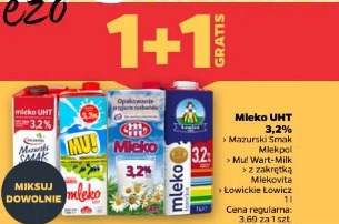 Mleko UHT 3,2% Mazurski Smak Mlekpol Mu! Wart-Milk Mlekovita Łowickie
