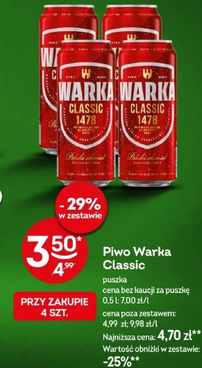 Piwo Warka Classic puszka