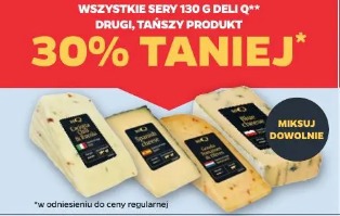 Wszystkie sery 130 g Deli Q drugi, tańszy produkt