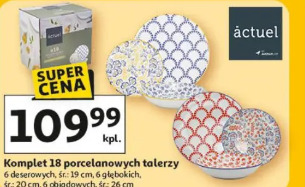 Komplet 18 porcelanowych talerzy ACTUEL
