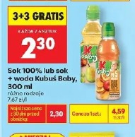 Sok 100% lub sok + woda Kubuś Baby