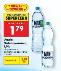 Woda Nałęczowianka, 1,5 l: niegazowana, delikatnie gazowana