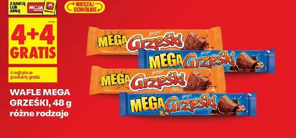 Wafle Mega Grześki, 48 g różne rodzaje