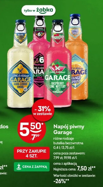 Napój piwny Garage różne rodzaje butelka bezzwrotna
