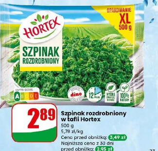 Szpinak rozdrobniony w tafli Hortex