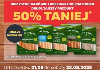 Wszystkie parówki i kiełbaski Dolina Dobra drugi, tańszy produkt 50% taniej