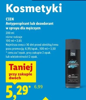 Cien Antyperspirant lub dezodorant w sprayu dla mężczyzn