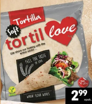 Tortilla Tortillove pszenna soft 25 cm
