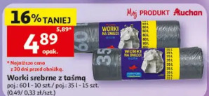 Worki srebrne z taśmą Auchan