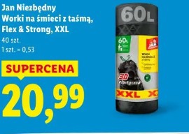 Jan Niezbędny Worki na śmieci z taśmą, Flex & Strong, XXL 40 szt.