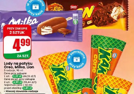 Lody na patyku Oreo, Milka, Lion