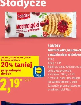 SONDEY Marmoladki, kruche ciastka z nadzieniem wiśniowym