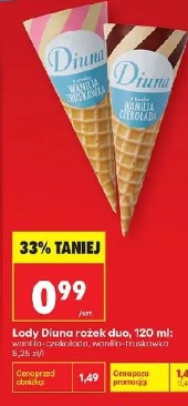 Lody Diuna rożek duo, 120 ml