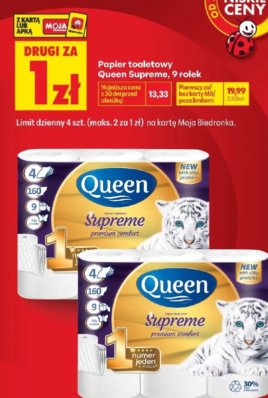 Papier toaletowy Queen Supreme, 9 rolek