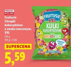 Fruitusie Chrupki kukurydziane o smaku owocowym, XXL