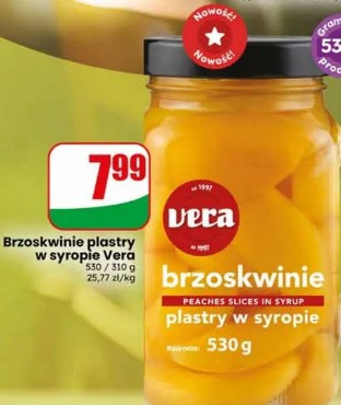 Brzoskwinie plastry w syropie Vera