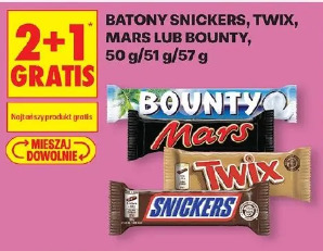 Batony Snickers, Twix, Mars lub Bounty