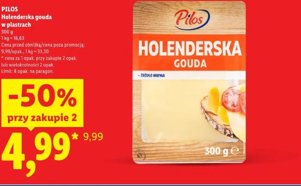 Pilos Holenderska gouda w plastrach