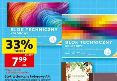Blok techniczny kolorowy A4