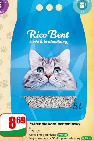 Żwirek dla kota bentonitowy Rico Bent