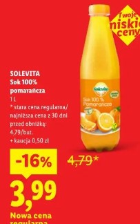 SOLEVITA Sok 100% pomarańcza