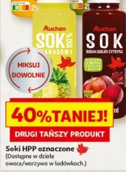 Auchan soki HPP oznaczone