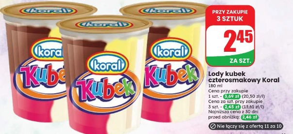 Lody kubek czterosmakowy Koral