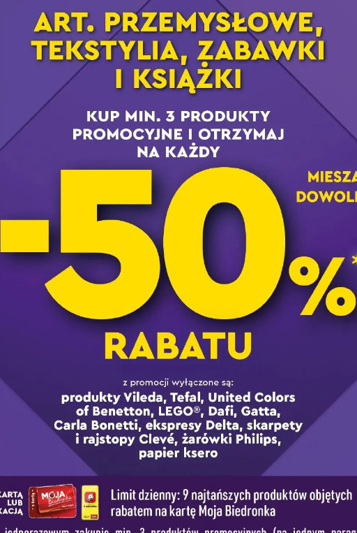 Art. przemysłowe, tekstylia, zabawki i książki