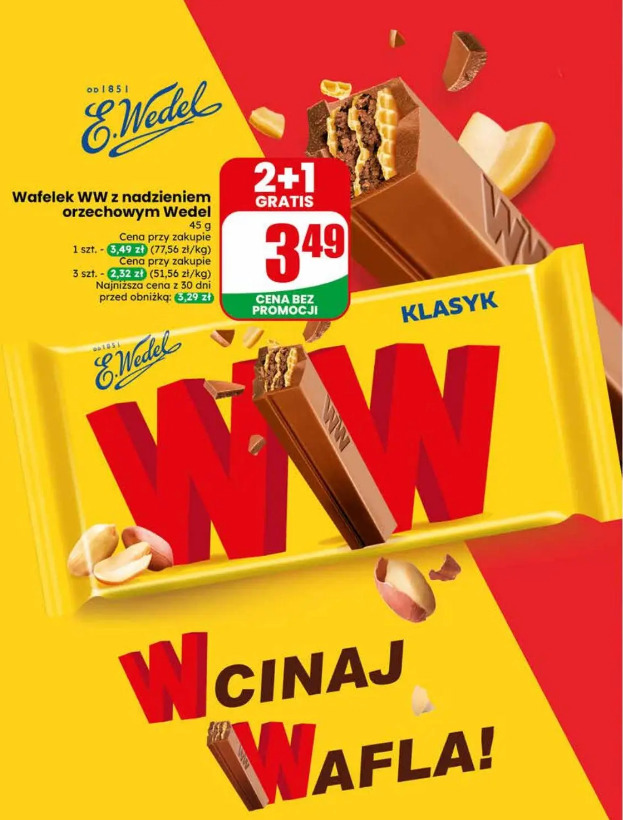 Wafelek WW z nadzieniem orzechowym Wedel