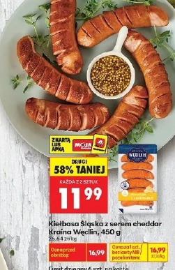 Kiełbasa Śląska z serem cheddar Kraina Wędlin, 450 g
