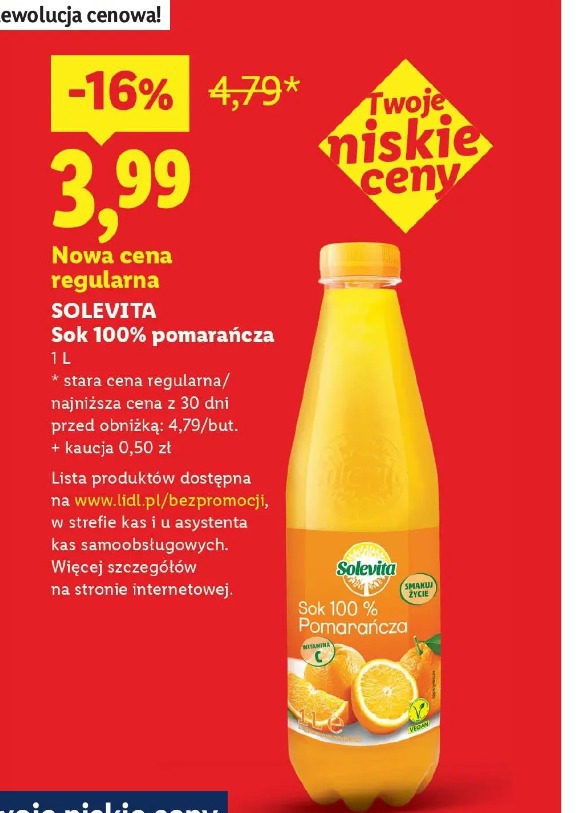 Solevita Sok 100% pomarańcza