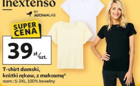 T-shirt damski, krótki rękaw, z makramą