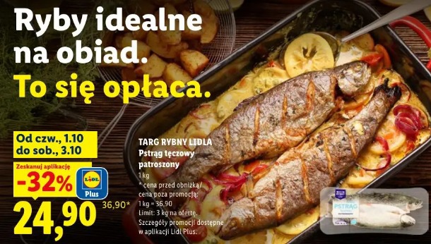 Targ Rybny Lidla Pstrąg tęczowy patroszony
