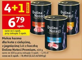 Mokra karma dla kota z cielęciną, z jagnięciną lub z kaczką Dolina Noteci Premium