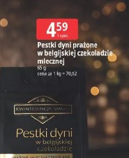 Kwintesencja Smaku Pestki dyni prażone w belgijskiej czekoladzie mlecznej