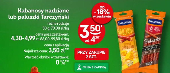 Kabanosy nadziane lub paluszki Tarczyński różne rodzaje