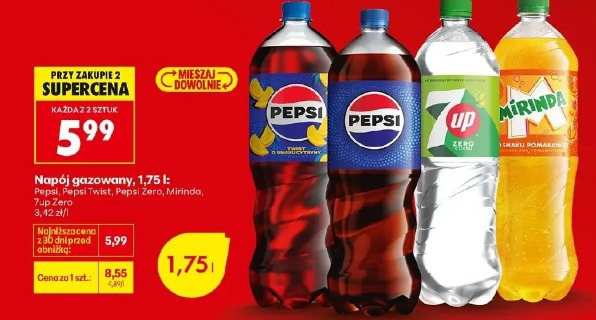 Napój gazowany Pepsi, Pepsi Twist, Pepsi Zero, 7up, 7up Zero, Mirinda