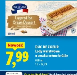 Duc De Coeur Lody warstwowe o smaku crème brûlée