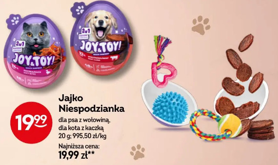 Jajko Niespodzianka Joy Toy dla psa z wołowiną, dla kota z kaczką