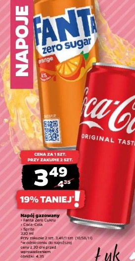 Napój gazowany Fanta Zero Cukru, Coca-Cola, Sprite