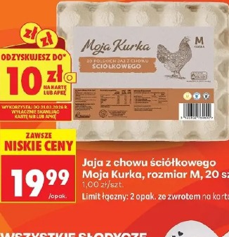 Moja Kurka jaja z chowu ściółkowego, rozmiar M, 20 szt.