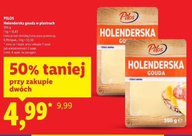 Pilos Holenderska gouda w plastrach