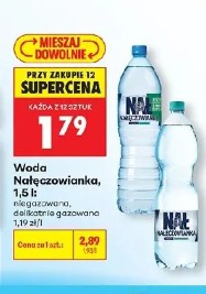 Woda Nałęczowianka, 1,5 l: niegazowana, delikatnie gazowana